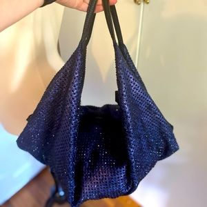 Deux lux rhinestone navy blue bag